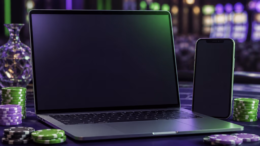 Cazimbo login access illustration with phone and laptop